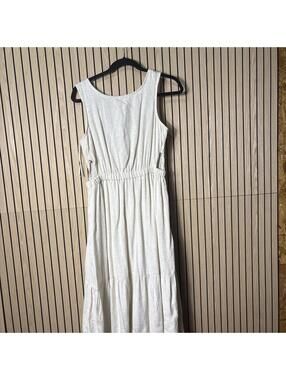 Sincerely Jules Sleeveless Midi Dress with Back Tie Detail (Medium, Cream, EUC)